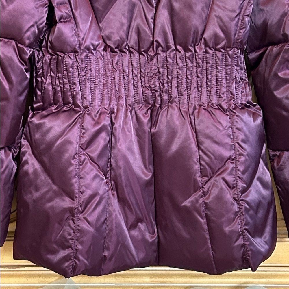 laundry By Shelli Segal Puffer Jacket with Faux Fur Deep Purple & Black - Picture 8 of 13
